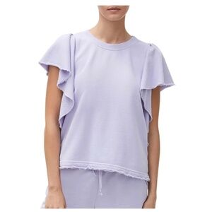 Michael Stars Ariana Lavender Purple French Terry Flutter Sleeve Top size small